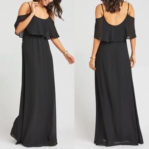Show‎ Me Your Mumu Caitlin Ruffle Maxi Dress Womens Size XS Black